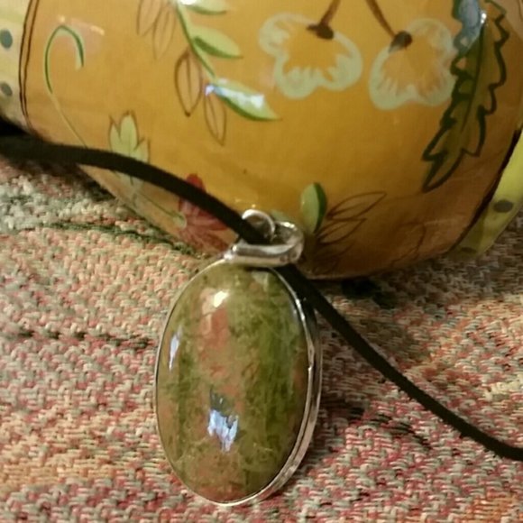 Silver & Unakite (Bad Habits Pendant) Pendant - Picture 2 of 13